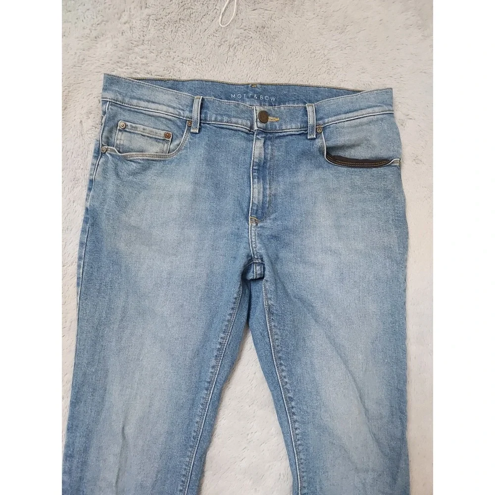 Mott And Bow Jeans Mens 34x32 Skinny Slim Fit Light Wash Blue Cotton Stretch